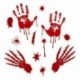 1X (1 db Halloween fali matrica dekoráció félelmetes vérláb- és kézbuli D8S0