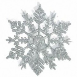 12db 10cm-es Ezüst színű csillogó hópehely dísz - Karácsonyi dekoráció - N1Z9