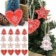 2X (16 darab kevert barkácsolású fehér és piros fa / szív / csillag fa díszek karácsonyra H0K8