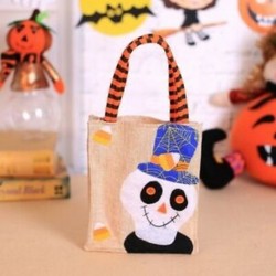 2X (1db lenvászon cukorkás táska Halloween táskák fogás vagy csemege táskák díszítéssel H V3Z3