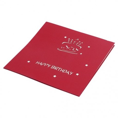 6X (torta típusú képeslap RED - üdvözlőkártya 3D ajándékkártya születésnapi ajándékkártya I V6P3