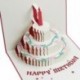6X (torta típusú képeslap RED - üdvözlőkártya 3D ajándékkártya születésnapi ajándékkártya I V6P3