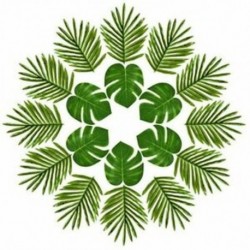 6X (24 db trópusi tenyér hagyja a Luau party dekorációját, a K4H6 mesterséges szimulációját)