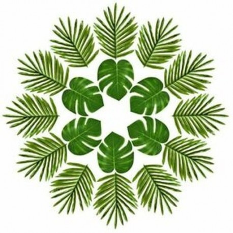 6X (24 db trópusi tenyér hagyja a Luau party dekorációját, a K4H6 mesterséges szimulációját)