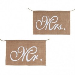 6X (5 pár Burlap Bows és Mrs. Rusztikus szék Banner Band szék Sig S6A7