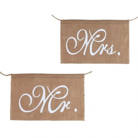 6X (5 pár Burlap Bows és Mrs. Rusztikus szék Banner Band szék Sig S6A7