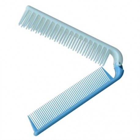 1X (utazási Skyblue durva fogak hajtogatható kettős hajkefe zsebfésű 7.4 &quot Len Y9P9