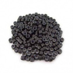 1X (200 PCS 5 mm-es, sötétbarna színű, szilikonbéléssel ellátott mikrogyűrűk) összekapcsolják a Y9B9 gyöngyöket