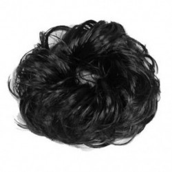 Női fekete hajhullás Scrunchie zsemlehosszabbítások Göndör lófarok hajcsavar L7G4