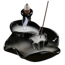 Kerámia lótuszvirág füstölő égő tartó * 5 fekete Z6G6