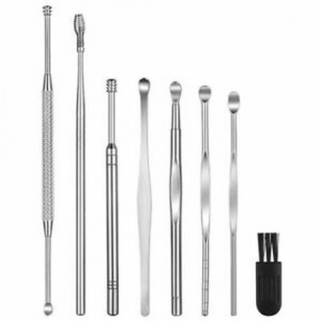 8 db Ear Pick Earwax eltávolító készlet, fültisztító szerszámkészlet, Ear Curette Ear D5I5