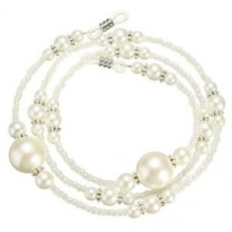 1x fehér gyöngy gyöngyös napszemüveg szemüveg olvasó szemüveg lánc kábeltartó Z7X4