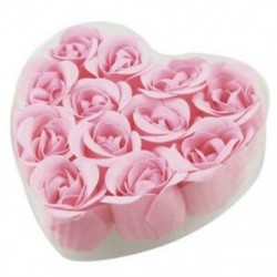 12 db fürdés rózsaszín rózsavirág virágszirom-szappanban   szív alakú doboz S4X6