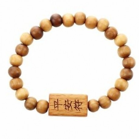 Barna fa gyöngyök karakter szavak Buddha faragott karkötő 8,2 hüvelykes orr O5W6 G8F8