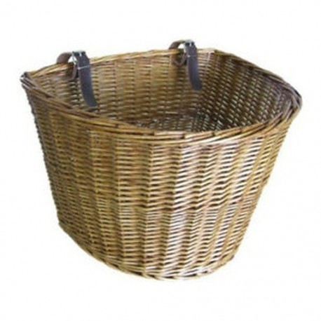 1X (retro, kézzel készített, fonott kerékpár elülső kosár J9T2 bőr hevederekkel)