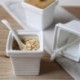 2X (Négyzet alakú kerámia Spice jar Bambusz konyhai kellékek Spice jar Spice palack B5X3