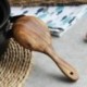 2X (Teak fa kanál természetes tömör fakanál rizs kanál fa rizs evező Big Pot Q5W0