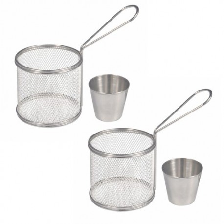 2db-os készlet mini kerek krumpli kosárolaj szűrőbe hasábburgonyával Chef Kitchen X5A9
