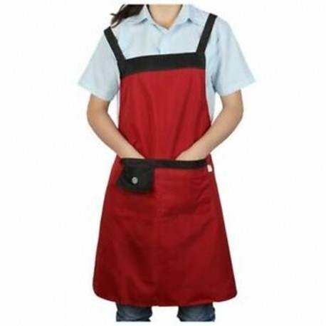 1X (Chef Waiter 2 zsebbel Bib kötény piros G1A3)