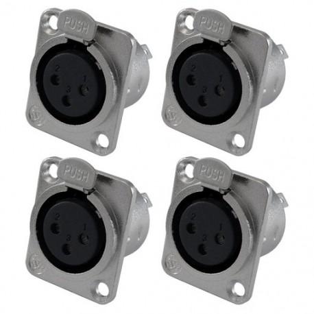 XLR női jack 3 tűs - Paneles rögzítőegységek D sorozatú méret: XLR-F - 4 PACK X7L8
