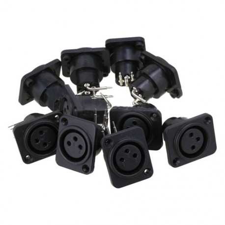 10 db fekete XLR 3 pin-es női aljzathoz rögzítő alváz NYÁK-aljzat csatlakozója X2D5
