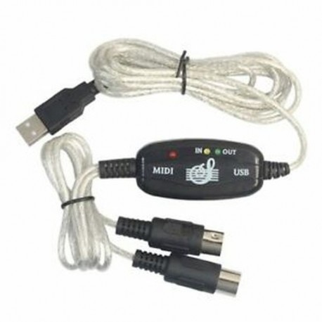 2x (2 m-es USB-MIDI interfész-átalakító kábel kábel PC-zen billentyűzethez Adapt F3D1