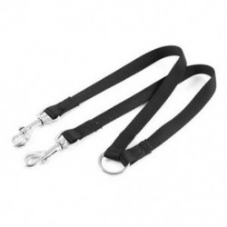 1X (fekete nylon, 15 mm szélességű sétáló dupla kutya két homár kapocsrétes kisállat póráz L5S8)