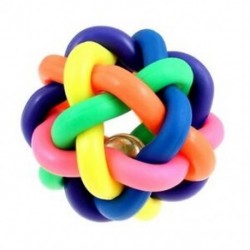 8 cm átmérőjű huzal szőtt Jingle Bell kisállat kutya játék, színes gumi labdajáték G4Z7