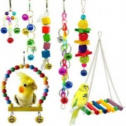 7 csomag madár papagáj játék, színes madár rágó játék, lengő játék, függő játék Bi V9V1