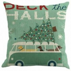 1X (Vintage nyomtatású karácsonyi kanapé otthoni kávézó dekoráció párnahuzat négyzet alakú Cu B7G2