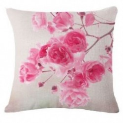 Dobj párnahuzatot Rózsaszín virágok Kanapé Otthoni autó dekoráció Párnahuzat len 18 * 18 K1T7