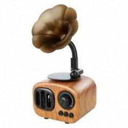 Könnyű fa gabona - Retro trombita stílusú Bluetooth hangszóró Vezeték nélküli sztereó mélynyomó Music Box W C4G0