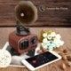 Könnyű fa gabona - Retro trombita stílusú Bluetooth hangszóró Vezeték nélküli sztereó mélynyomó Music Box W C4G0