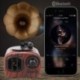 Könnyű fa gabona - Retro trombita stílusú Bluetooth hangszóró Vezeték nélküli sztereó mélynyomó Music Box W C4G0