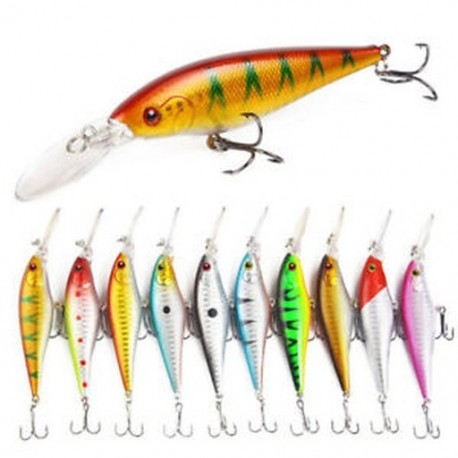 9X (10 db / tétel Minnow horgászcsapda volfrámgyöngyökkel Wobbler 10.5G 11Cm A B1Z7