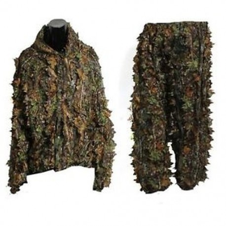 3D-s levélű felnőttek Ghillie Suit Woodland Camo / Camouflage Vadszarvasok, amelyek BT-n ragadnak