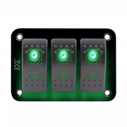 12V-24V-3-Gang-Váltás-billenő-kapcsoló-Panel-Zöld-LED-Világítás-Be-Ki-Autó-Tengeri R2H6