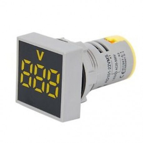 Sárga és szürke - 22 mm-es váltóáramú 12-500 V-os négyzet alakú LED-es LED-es digitális feszültségmérő kijelző