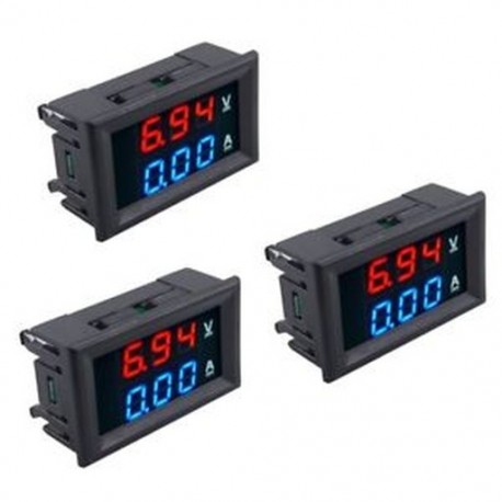 3 db-os LED digitális DC 0-100 V 10A feszültségű erősáramú mérőpanel kettős voltmérő E8V3