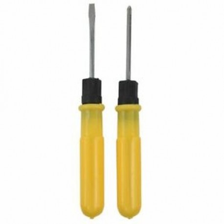 2X (2 db 3 mm-es mágneses csúcs műanyag markolatú, kétirányú horonycsavarhúzó S4H7)