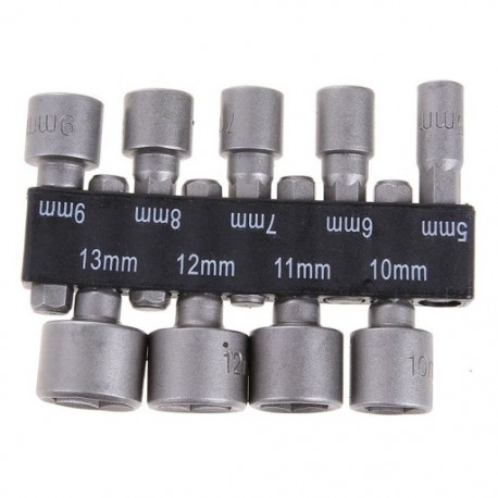 9db / készlet 5mm-13mm 1 / 4inch-es DIY Hex Shank Socket hüvelyfúvókák Anyaghajtó Bi J2E9