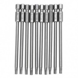 10db 100mm hosszú, 1/4 hüvelykes Hex Shank T20 Torx biztonsági csavarhúzó-bitek, S M8B2