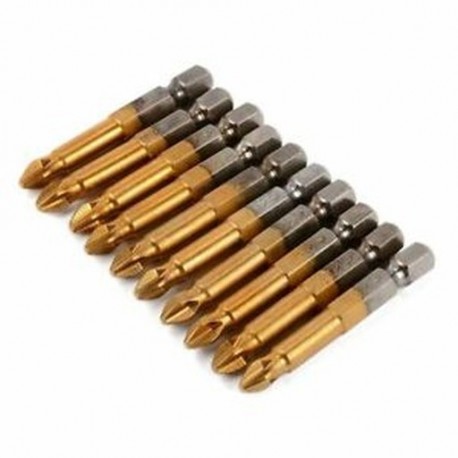 2X (10db 50mm PH2, 1/4 hüvelykes Hex Shank mágneses keresztfejű csavarhúzó-csavarok T E6X4