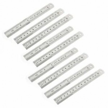 2X (9 db rozsdamentes acél 15cm / 6 &quot húzó skála vonalzó Mérőszerszám ezüst P0M8
