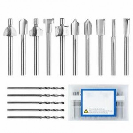 2X (10 db Hss útválasztó keményfém gravírozó bitek és 5 db fúrószár-1/8 hüvelyk (3 mm) L3P1
