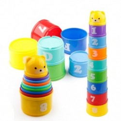 9 db oktató babajátékok 6 hónapos és figurák betűkkel Hajtogatott stack kupa torony R6V5