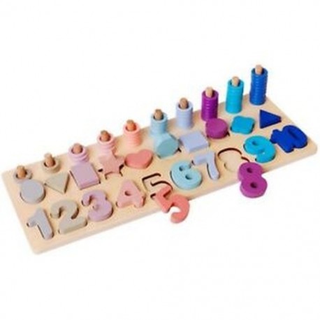 Montessori fa matematikai játékok 3D-s fa gróf geometriai alak megismerési puzzle Z3E2