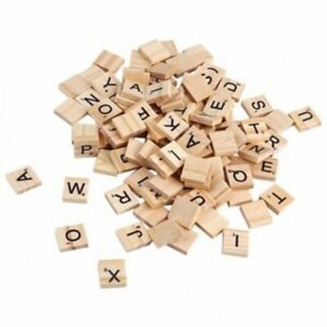 100x fa ábécé csempe fekete betűk és számok Scrabble Kid Child E P8F2