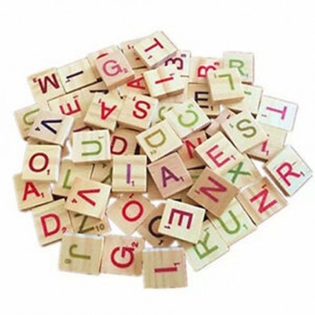 100 fa ábécé Scrabble színes betűk és számok kézműves fából