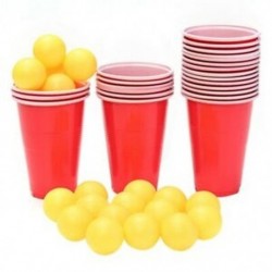 9X (Új esemény kellékek Beer Pong Kit Party Fun 24Cups 24 golyó felnőttkori laphoz Q5S7
